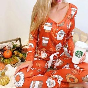 Pumpkin Spice Latte PSL Pajama Set Size Small